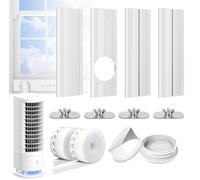FASCINATDECO Kit Calfeutrage Climatiseur, Joint de Fenêtre pour Climatiseur Mobile avec Adapt Universel 13/15cm, Plaque Coulissante de Fenêtre Réglable Kit, Facile à installer, Pas de perçage