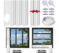 FASCINATDECO Kit Calfeutrage Climatiseur, Kit de Fenêtre pour Climatiseur Mobile avec Adapt Universel 13/15cm, Plaque Coulissante de Fenêtre Réglable Kit, Facile à installer, Pas de perçage