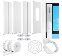 FASCINATDECO Kit Fenêtre Climatiseur Mobile, Kit Calfeutrage Climatiseur pour Porte Fenêtre, Kit Calfeutrage Fenetre Climatiseur Mobile avec Adaptateur de Tuyau (Ø13cm, 43-152cm)