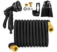 FASCINATDECO Tuyau Arrosage Extensible 23m, Tuyau d’arrosage Extensible avec 1/2" et 3/4" Adaptateurs, 8 Modes d'Arrosage, Latex Triple Épaisseur Durable avec Raccords et Sac