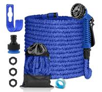 FASCINATDECO Tuyau d'Arrosage Extensible 15m, Tuyau Arrosage Extensible, Tuyau d'Arrosage Flexible avec 7 Modes d'Arrosage, Léger et Facile à Ranger Pour Irrigation, Laver La Voiture, Baigner