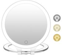 FASCINATE Miroir de Maquillage Rechargeable avec 3 Modes D'éclairage de Couleur, Miroir de Table 72Leds, Miroir Grossissant 1X/10X, Double Latéral Miroir Cosmétique Miroir de Rasage de Salle de Bain