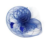Fascinateur élégant en maille avec chapeau à plumes et fleuri pour femmes et pour les événements masqués Porter un chapeau bibi événement spécial, bleu, taille unique