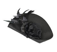 Fascinateur en Tissu Noir, Grand Chapeau Élégant pour Femmes | Accessoire en Tissu, Design Simulé de Paille, pour Banquet et Performances, Style Raffiné