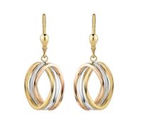 Fascination by Ellen K. Boucles d'oreilles pendantes en or jaune 375/- ovale ...