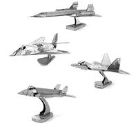 Fascinations Metal Earth 3D Metal Model Kits Lockheed Martin Set de 4 - SR-71 Blackbird - F-22 Raptor - F-35 Lightning II - F-117 Nighthawk