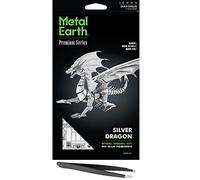 Fascinations Metal Earth Premium Series Kit de modèle 3D en métal avec pince à épiler Motif dragon argenté
