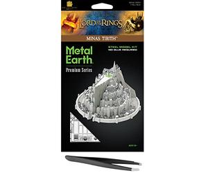 Fascinations Metal Earth Premium Series Le Seigneur des Anneaux Minas Tirith 3D Metal Model Kit Bundle avec pince à épiler