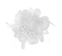 Fascinator Femme Élégant Broche Fleur à Plumes Pour Mariage Thé Cocktail Accessoire Cheveux Style Vintage Barrette Serre-Tête Chapeau Derby Fleurs Artificielles Et Plumes Cadeau Chic Bijou (Blanc)
