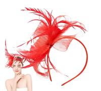 Fascinator Headband - PVC Fabric | Ostrich Hair Clip with Small Hat Mesh Headpieces | Hair Accessories Small Hat Haır Accessories for Girls Women, Outdoor Gathering, Festival, Wedding