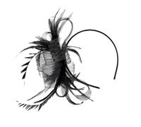 Fascinator Headband - PVC Fabric | Ostrich Hair Clip with Small Hat Mesh Headpieces | Hair Accessories Small Hat Haır Accessories for Girls Women, Outdoor Gathering, Festival, Wedding