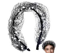 Fascinator With Veil | Comfortable Mesh Pearls Face Covering | Bridal | Wedding Headpiece with Veil for Women Outdoor Ceremonies Fascinator with Veil Face Covering Retro Mesh