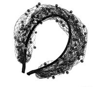 Fascinator with Veil, Mesh Fabric Pearls Face Covering Retro Style | Bride Veil Headband for Church Wedding Party Ceremony