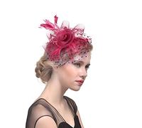 Fascinators avec plumes en maille et plumes pour femme - Pince à cheveux - Bijou de cheveux pour carnaval, cocktail, thé, mariage, église - Taille unique