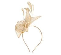 Fascinators Chapeau Femmes Plumage Bandeau Fascinator Fleur Maille Dentelle Clip pour Mariage, Party Chapeau Vintage Pilulier Cocktail, Tea Party (Gold, Taille Unique)