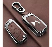 FASDEEW Étui pour clés en Alliage de Zinc, Cuir Microfibre Double Face Haut de Gamme, emblème de Voiture métallisé, résistance exceptionnelle à l'abrasion. pour DS4/DS6/DS9/DS7/DS3/DS5.,Brown