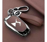 FASDEEW Étui pour clés en Alliage de Zinc, Cuir Microfibre Double Face Haut de Gamme, emblème de Voiture métallisé, résistance exceptionnelle à l'abrasion. pour DS4/DS6/DS9/DS7/DS3/DS5.,Brown