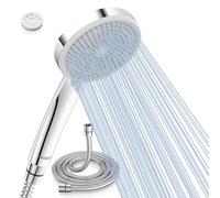 FASDUNT eau Pommeau de douche avec tuyau 2 m d'économie (eau 49 %), 5 types de jet, augmentation de pression à 200 %, débit 9,5 l/min