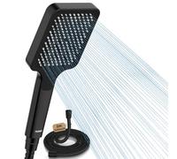 FASDUNT Pommeau de douche avec tuyau de 2 m, haute pression, limiteur de débit 9,5 l/min, économie d'eau, réduction de 40 % des coûts d'eau, noir