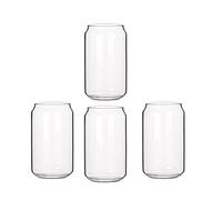 FASE Lot de 4 tasses en forme de canette en verre tendance pour eau, lait, bière, dessert, 400 ml