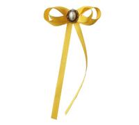 FASELE JKQBUX Broche pour femme avec perles Style JK Preppy Cravate pour fête de mariage Nœud papillon Accessoire pour femme étudiante, jaune, 10W*25L