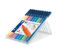 Staedtler - Feutres Triplus Color 323 SB10 - Haute qualité, Pointe 1 mm, 10 couleurs, Étui chevalet