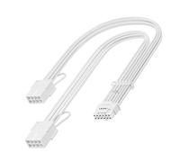 Fasgear 30cm PCI-e 5.0 12VHPWR(12V-2x6) câble d'extension,16 (12+4) broche connecteur à PCIe 5.0 2x8 (6+2) prise femelle Câble gainé Extender,16AWG Cord GPU pour GeForce RTX 4070,4080,4090,5070(Blanc)