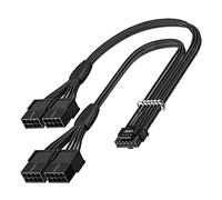 Fasgear Câble d’extension PCI-e 5.0, câble d’extension femelle à gaine 16Pin (12+4) mâle vers PCI-E 5.0 4x8 (6+2), câble 40cm 12VHPWR compatible pour GPU GeForce RTX 3090Ti et RTX 4080 4090 5090(Noir)