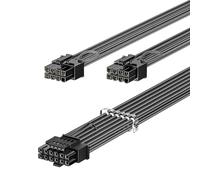 Fasgear Câble d'alimentation PCIe 5.0 70cm-16 Broches (12+4) 12VHPWR vers 2x8 Broches (6+2) connecteur pour RTX 4070 4080 4090 5070,Compatible avec ASUS EVGA Seasonic