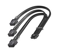 Fasgear Câble d'extension PCI-e 5.0, 16Broches(12+4) mâle vers PCI-E 5.0 3x8 Broches Femelles,Câble 12VHPWR 30cm Compatible avec GPU RTX 3090ti/4070ti/4070/4080/4090/5070/5080(Noir)