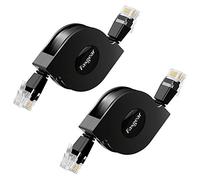 Fasgear Câble Ethernet Cat 6, câble réseau rétractable 10Gbps 1MHz-250MHz RJ45 Connector Works for Modem Router, PC, Laptop, PS2 and More (2 Pcs Black)