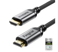 Fasgear Câble HDMI 2.1 6,6 ft 8K Câble HDMI Certifié 48 Gbit/s Nylon tressé 8K @ 60Hz 4K @ 120Hz HDCP 2.3 pour eARC HDR10 3D Dolby Compatible avec X-Box One / PS5 / Personnes A TV Noir