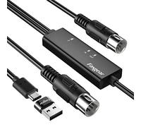Fasgear Câble MIDI USB C avec adaptateur de type C vers USB, Câble MIDI de type C vers entrée-sortie de 1,8 m pour clavier de musique vers ordinateur portable, convertisseur interface MIDI vers USB C