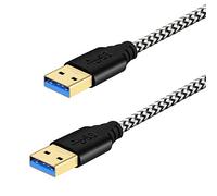 Fasgear Câble USB 3.0 A vers A (1 m) - Câble USB vers USB tressé en nylon Cordon mâle à mâle 5 Gbps pour boîtiers de disque dur, modems, appareils photo (1 m,Blanc)