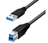 Fasgear Câble USB 3.0 vers USB B en nylon tressé Type A mâle vers Type B mâle Noir 1 m