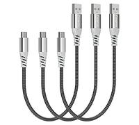Fasgear Câble USB C court lot de 3 câbles de charge rapide USB A vers type C de 30 cm en nylon tressé compatible pour Galaxy S20 Plus S10 Note 9 A10e A51 | LG V60 G7 | iPad Pro, etc. (Noir)