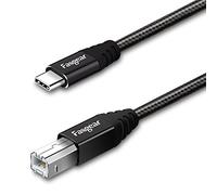Fasgear Câble USB C Midi, Câble de type C vers USB B, Cordon de scanner d'imprimante tressé en nylon avec connecteur en métal compatible avec HP, Canon, imprimantes, clavier Midi(1.8m, Noir)