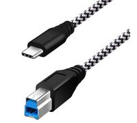 Fasgear [Câble USB C vers USB B 3.0 en nylon tressé USB C mâle vers type B mâle - 1,83 m - Blanc