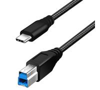 Fasgear [Câble USB C vers USB B 3.0 en nylon tressé USB C mâle vers type B mâle - 1 m - Noir