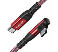 Fasgear Câble USB C vers USB C, 1,8 m, 60 W de type C vers type C à angle droit de 90 degrés, chargeur de charge rapide PD compatible avec Galaxy S22 S21 Mac-Book i-Pad Pro i-Pad Air (1,8 m, Rouge)