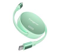 Fasgear Câble USB C vers USB C 240 W,1 m Rétractable,PD 3.1 5A Cordon,Câble USB C Charge Rapide,4 Longueurs Réglables,Compatible avec i-Phone 15 Pro,i-Pad Pro 2022,Google Pixel Fold/8 (Vert)