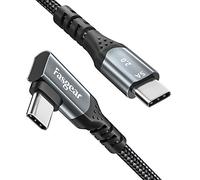 Fasgear Câble USB C vers USB C à angle droit 90 degrés 100 W 5 A PD Charge rapide Câble de type C Compatible avec MacBook Pro Air iPad Pro 2020 Galaxy S20 S10 Huawei P40 XPS HP Noir 1,8m