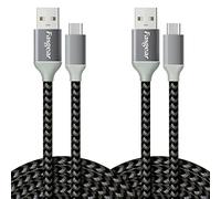 Fasgear Câble USB vers USB C (3m) Câbles USB Type C tressés en nylon supplémentaire Synchronisation de charge rapide Compatible avec Galaxy S10/S9/S8+, Moto Z2, LG V30, Nokia N1(2 Pack, Noir)