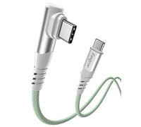 Fasgear Lot de 1 câble USB C vers USB C 100 W - 3 m - USB 2.0 de type C vers type C PD - Charge rapide - Angle droit - Compatible avec HP Elitebook x360 13, Sam-sung S24, Mac-Book, Surface Go (vert)