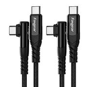 Fasgear Lot de 2 câbles USB C vers USB C, 1,8 m, 60 W, type C vers type C, angle droit à 90 degrés, charge rapide PD, compatible avec Galaxy S22 S21, Mac-Book i-Pad Pro (1,8 m, 2 noir)