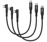 Fasgear Lot de 3 câbles USB C vers USB C, 0,3 m, 60 W, type C vers type C, angle droit de 90 degrés, charge rapide PD, compatible avec Galaxy S22, S21, S20, Mac-Book, i-Pad Pro, i-Pad Air (Noir)