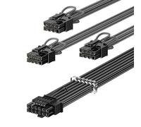 Fasgear PCIe 5.0 GPU Câble d’Alimentation 70cm | Connecteur 16 Broches (12+4) 12VHPWR pour RTX 3090 Ti 4080 4090,3x8pin (4+4) CPU mâle Plugs pour Corsair/Great Wall/Thermaltake (Noir)