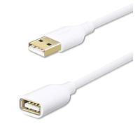 Fasgear Rallonge USB 5m,Câble d'extension USB 2.0:Mâle A vers Femelle A,Prolongateur USB pour Clé USB,Disque Dur Externe,Hub USB,Souris,Imprimante,Scanner-Blanc