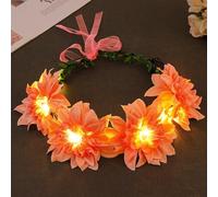 Fashband Couronne de fleurs lumineuse à LED pour femme, pour festival, Halloween, fête (rose)