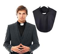 Fasheepfa Col de chemise clergé Dickey Clerical Dickey Collier plastron Colliers de prêtre Collier de prêtre Costume Accessoire pour Pasteur, Noir , taille unique